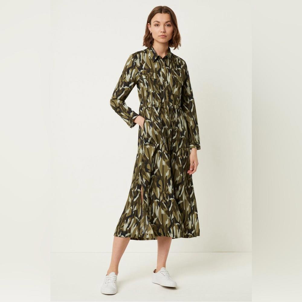 FRENCH CONNECTION animal print Long Sleeve Midi Shirt Dress - Picture 1 of 7